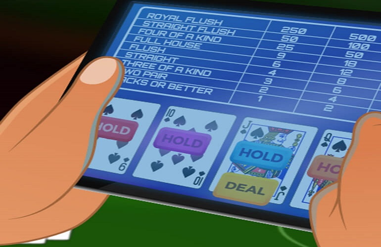 a list of casino games on a tablet