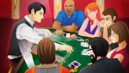 a casino dealer in action
