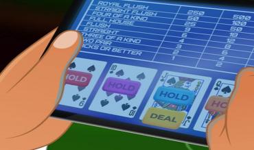 a list of casino games on a tablet